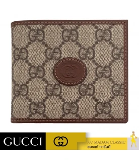 กระเป๋าสตางค์ GUCCI WALLET WITH INTERLOCKING G (BEIGE/EBONY/BROWN)