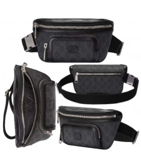 กระเป๋าคาดอก คาดเอว GUCCI BELT BAG WITH INTERLOCKING G (BLACK)
