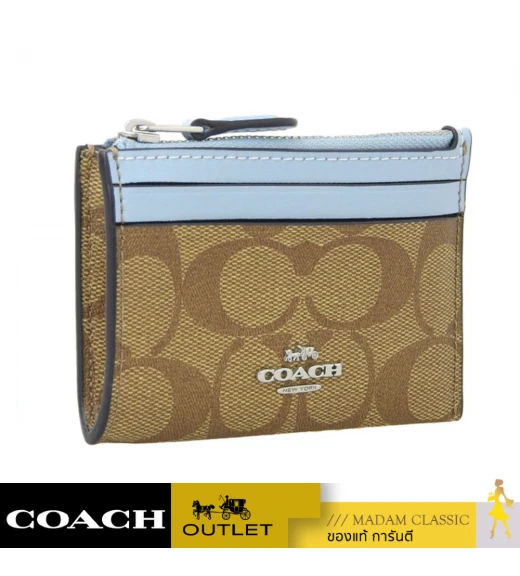 กระเป๋าใส่บัตร COACH 88208 MINI SKINNY ID CASE IN SIGNATURE CANVAS (SVSTC)