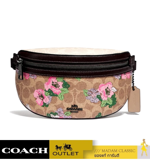 กระเป๋าคาดอก COACH 89300 Bethany Belt Bag In Signature Canvas With Blossom Print (V5PTQ) 