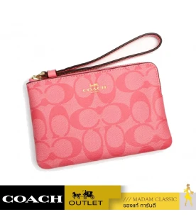 กระเป๋าคล้องมือ COACH 91178 CORNER ZIP WRISTLET IN SIGNATURE CANVAS (IMQRI)