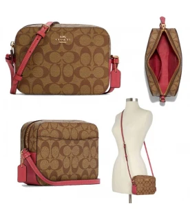 กระเป๋าสะพายข้าง COACH 91677 MINI CAMERA BAG IN SIGNATURE CANVAS (IMTIN)