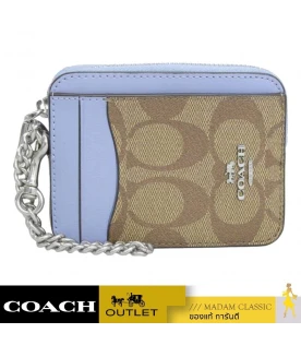 กระเป๋าใส่บัตร COACH C0058 ZIP CARD CASE IN SIGNATURE CANVAS (SVTV2)