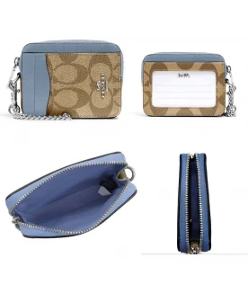 กระเป๋าใส่บัตร COACH C0058 ZIP CARD CASE IN SIGNATURE CANVAS (SVTV2)