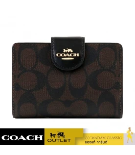 กระเป๋าสตางค์ COACH C0082 MEDIUM CORNER ZIP WALLET IN SIGNATURE CANVAS (IMAA8)