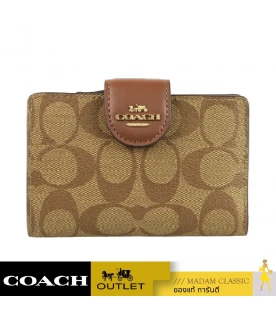 กระเป๋าสตางค์ COACH C0082 MEDIUM CORNER ZIP WALLET IN SIGNATURE CANVAS (IME74)