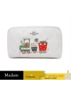 กระเป๋าเครื่องสำอาง  COACH C1751 BOXED SMALL BOXY COSMETIC CASE AND MIRROR BAG CHARM IN SIGNATURE CANVAS WITH TRAIN (SVRFI) 