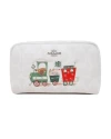 กระเป๋าเครื่องสำอาง  COACH C1751 BOXED SMALL BOXY COSMETIC CASE AND MIRROR BAG CHARM IN SIGNATURE CANVAS WITH TRAIN (SVRFI) 