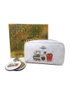 กระเป๋าเครื่องสำอาง  COACH C1751 BOXED SMALL BOXY COSMETIC CASE AND MIRROR BAG CHARM IN SIGNATURE CANVAS WITH TRAIN (SVRFI) 