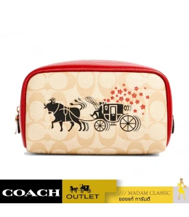 กระเป๋า COACH C2257 LUNAR NEW YEAR SMALL BOXY COSMETIC CASE IN SIGNATURE CANVAS WITH OX AND CARRIAGE (IMOT4)