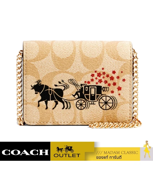 กระเป๋าสะพายข้าง COACH C2258 LUNAR NEW YEAR MINI WALLET IN SIGNATURE CANVAS WITH OX AND CARRIAGE (IMOT4) 