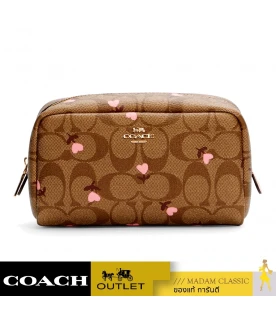 COACH C2901 SMALL BOXY COSMETIC CASE IN SIGNATURE CANVAS WITH HEART FLORAL PRINT (IMQA4)