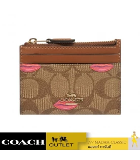 กระเป๋าใส่บัตร COACH C2922 MINI SKINNY ID CASE INSIGNATURE CANVAS WITH LIPS PRINT (IMS5U)