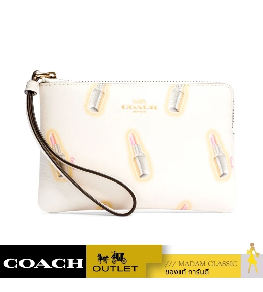 กระเป๋าคล้องมือ COACH C3338 CORNER ZIP WRISTLET WITH LIPSTICK PRINT (IMCAH)