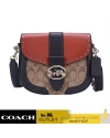 กระเป๋าสะพายข้าง COACH C3593 GEORGIE SADDLE BAG IN COLORBLOCK SIGNATURE CANVAS WITH RIVETS (IMRL7)