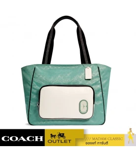 กระเป๋าสะพาย COACH C3656 COURT TOTE IN COLORBLOCK SIGNATURE NYLON (SVPVW)