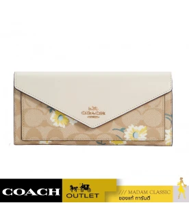 กระเป๋าสตางค์ COACH C3721 SLIM ENVELOPE WALLET IN SIGNATURE CANVAS WITH DAISY PRINT (IMOTV)