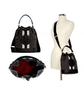 COACH C4102 DEMPSEY DRAWSTRING BUCKET BAG IN SIGNATURE JACQUARD WITH STRIPE AND COACH PATCH (SVRT6)