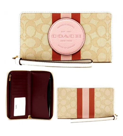 กระเป๋าสตางค์คล้องมือ COACH C4110 DEMPSEY LARGE PHONE WALLET IN SIGNATURE JACQUARD WITH STRIPE AND COACH PATCH (IMSQ9)