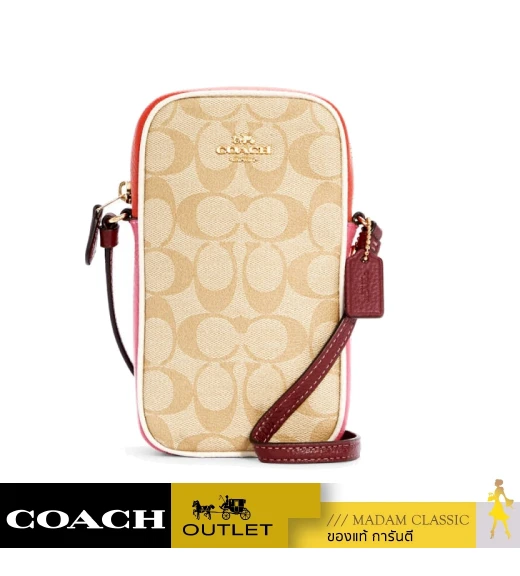 กระเป๋าสะพายข้าง COACH C4213 NORTH/SOUTH ZIP CROSSBODY IN COLORBLOCK SIGNATURE CANVAS (IMSQ0)