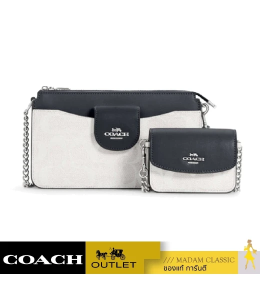 กระเป๋าสะพายข้าง COACH C4215 POPPY CROSSBODY IN COLORBLOCK SIGNATURE CANVAS (SVSPY)