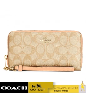 กระเป๋าสตางค์คล้องมือ COACH C4452 LONG ZIP AROUND WALLET IN SIGNATURE CANVAS (IMTYF)