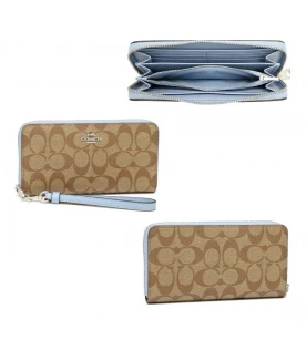 กระเป๋าสตางค์คล้องมือ COACH C4452 LONG ZIP AROUND WALLET IN SIGNATURE CANVAS (SVTV2)