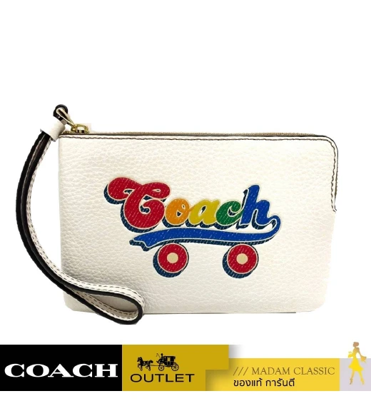 กระเป๋าคล้องมือ COACH C4573 CORNER ZIP WRISTLET WITH RAINBOW ROLLER SKATE GRAPHIC (IMCAH)