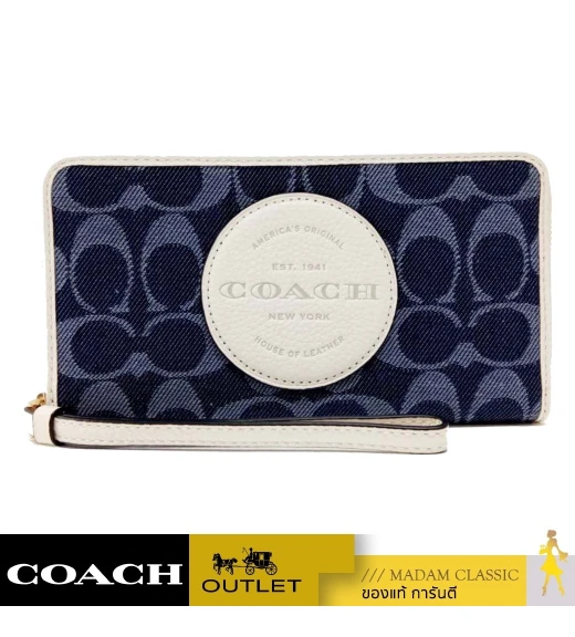 กระเป๋าสตางค์คล้องมือ COACH C4581DEMPSEY LARGE PHONE WALLET IN SIGNATURE DENIM WITH COACH PATCH (IMDEI)