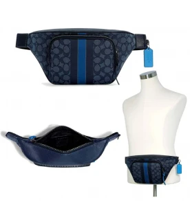 กระเป๋าคาดอก COACH C5386 THOMPSON BELT BAG IN SIGNATURE JACQUARD WITH VARSITY STRIPE (QBT0A)
