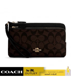 กระเป๋าคล้องมือ COACH C5576 DOUBLE ZIP WALLET IN SIGNATURE CANVAS (IMAA8)