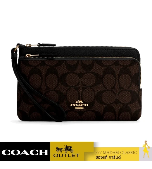 กระเป๋าคล้องมือ COACH C5576 DOUBLE ZIP WALLET IN SIGNATURE CANVAS (IMAA8)