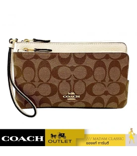 กระเป๋าสตางค์คล้องมือ COACH C5576 DOUBLE ZIP WALLET IN SIGNATURE CANVAS (IMDJ8)