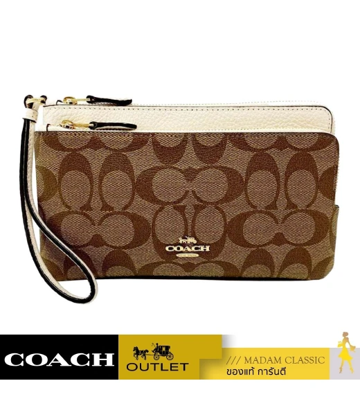 กระเป๋าสตางค์คล้องมือ COACH C5576 DOUBLE ZIP WALLET IN SIGNATURE CANVAS (IMDJ8)