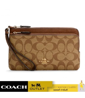 กระเป๋าคล้องมือ COACH C5576 DOUBLE ZIP WALLET IN SIGNATURE CANVAS (IME74)