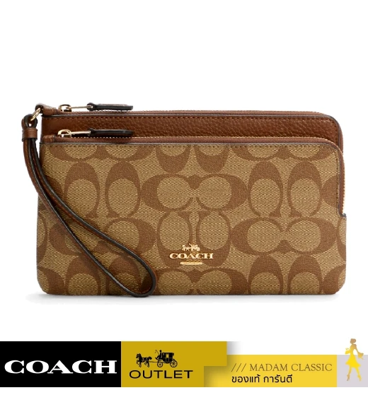 กระเป๋าคล้องมือ COACH C5576 DOUBLE ZIP WALLET IN SIGNATURE CANVAS (IME74)