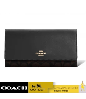 กระเป๋าสตางค์ COACH C5966 SLIM TRIFOLD WALLET IN SIGNATURE CANVAS (IMAA8)