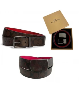 เข็มขัด COACH C6812 BOXED PLAQUE AND HARNESS BUCKLE CUT TO SIZE REVERSIBLE BELT, 38 MM (QBTKA)