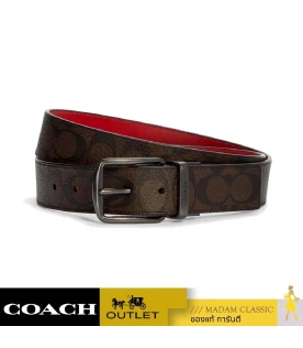 เข็มขัด COACH C6812 BOXED PLAQUE AND HARNESS BUCKLE CUT TO SIZE REVERSIBLE BELT, 38 MM (QBTKA)