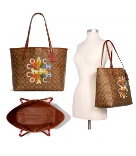 กระเป๋าสะพายไหล่ COACH C6813 CITY TOTE IN SIGNATURE CANVAS WITH COACH RADIAL RAINBOW (IME7V)