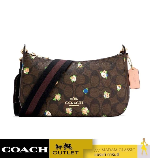 กระเป๋าสะพายข้าง COACH C6823 JES BAGUETTE IN SIGNATURE CANVAS WITH VINTAGE MINI ROSE PRINT (IMOSN)