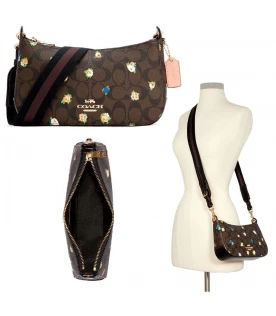 COACH C6823 JES BAGUETTE IN SIGNATURE CANVAS WITH VINTAGE MINI ROSE PRINT (IMOSN)