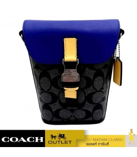 กระเป๋าสะพาย COACH C6845 TRACK SMALL FLAP CROSSBODY IN COLORBLOCK SIGNATURE CANVAS (QBPEM)