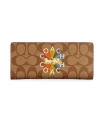 กระเป๋าใส่บัตร COACH C7305 SLIM WALLET IN SIGNATURE CANVAS WITH COACH RADIAL RAINBOW (IME7V)