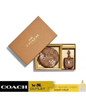 กระเป๋าใส่บัตร COACH C7357 BOXED TECH ORGANIZER AND WIRELESS EARBUD BAG CHARM SET IN SIGNATURE CANVAS WITH EVERGREEN FLORAL PRINT (IME7V)