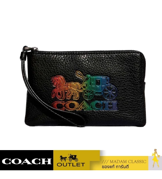 กระเป๋าคล้องมือ COACH C7419 CORNER ZIP WRISTLET WITH HORSE AND CARRIAGE (QBM2)