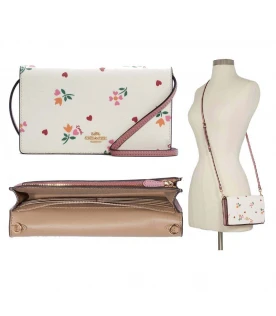 กระเป๋าสะพายข้าง COACH C7657 ANNA FOLDOVER CLUTCH CROSSBODY WITH HEART PETAL PRINT (IMCAH)