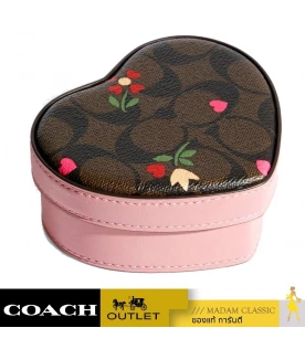 กล่อง COACH C7752 HEART TRINKET BOX IN SIGNATURE CANVAS WITH HEART PETAL PRINT (TPP)