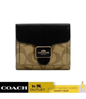 กระเป๋าสตางค์ COACH C7805 SIGNATURE CANVAS SNAP PEPPER WALLET (IMLOV)