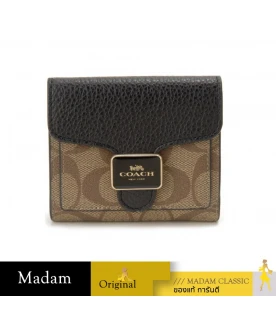 กระเป๋าสตางค์ COACH C7805 SIGNATURE CANVAS SNAP PEPPER WALLET (IMLOV)